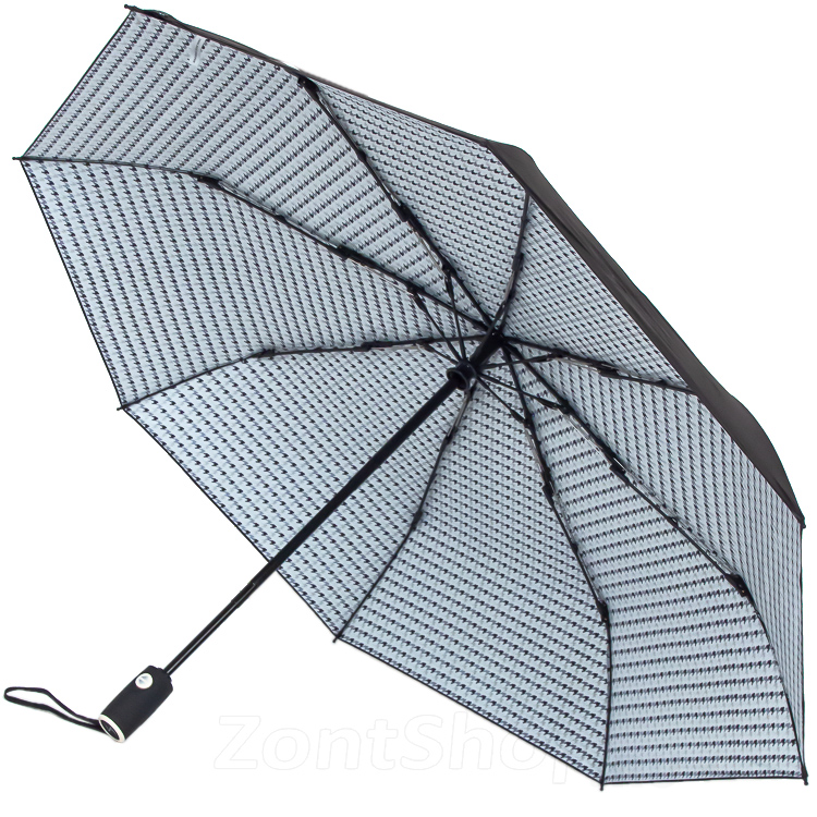 Зонт женский Ame Yoke OK-589 16043 Гусиная лапка Черный бежевый (двусторонний)