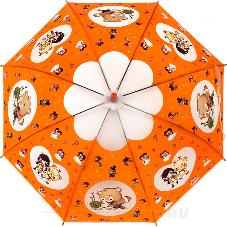 Зонт детский со свистком Torm 14805-1 13148 Аниме оранжевый полу-прозрачный