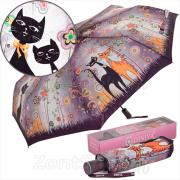 Зонт женский Diniya 103 17177 Цветы кошки Бордовый