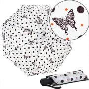 Зонт женский DripDrop 988 17518 Белый Черный горох Бабочки