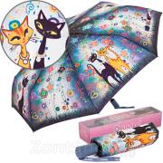 Зонт женский Diniya 103 (17176) Цветы кошки Серый (сатин)