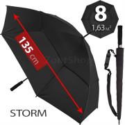 Зонт трость AMEYOKE L75 STORM (01) Черный (наконечник металл)