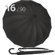 Зонт трость Ame Yoke L90-16 (01) Черный (очень большой купол, чехол на лямке, 16--спиц)