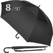 Зонт трость Ame Yoke L90-STORM (01) Черный, очень большой купол, воздушный клапан, чехол на лямке