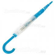 Зонт трость женский прозрачный Nex 21511 (17326) Цветочная россыпь Голубой