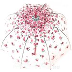 Зонт трость женский прозрачный Fulton L042 3728 Бутон Розы