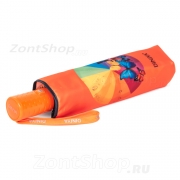 Зонт женский Diniya 2237 (16839) Радуга Бабочки, оранжевая ручка (сатин)