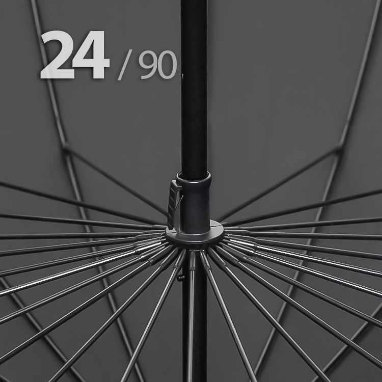 Зонт трость Ame Yoke L90-24 (01) Черный (супер большой купол, чехол на лямке, 24-спицы)