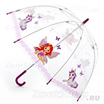 Зонт детский Zest 51510 8104 Ангелочек и Пони (прозрачный)