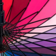Зонт трость Diniya (16291) Радуга темно розовый чехол (24 цвета)