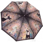 Зонт женский Diniya 103 (17180) Цветы кошки Зеленый (сатин)