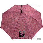 Зонт трость женский Nex 31611 (6755) Кошки Сердце (на ремне)