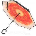 Зонт трость наоборот женский ArtRain 11989 14230 Оранжевое впечатление