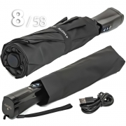 Зонт Три Слона M-8606 Аккумуляторный в тубусе Черный