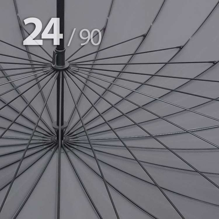 Зонт трость Ame Yoke L90-24 (03) Серый (супер большой купол, чехол на лямке, 24-спицы)