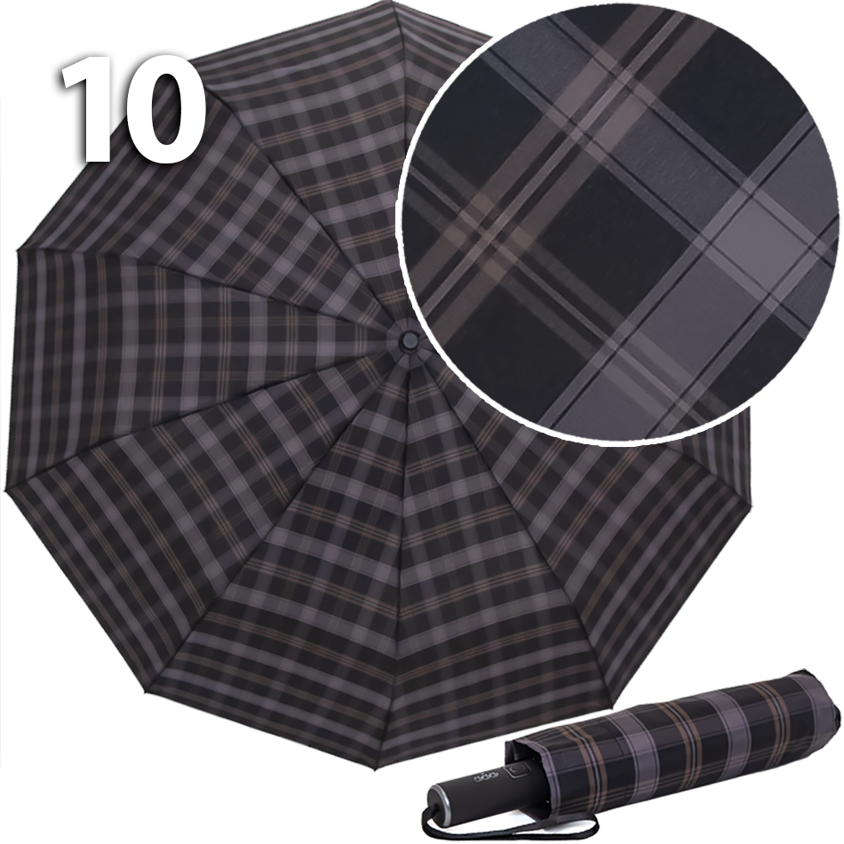 Зонт Три Слона M-6155 (17887) Клетка Черный, семейный с увеличенным куполом