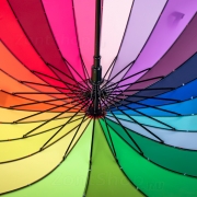 Зонт трость Diniya (16296) Радуга голубой чехол (24 цвета)