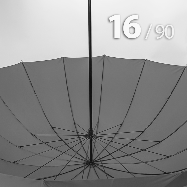 Зонт трость Ame Yoke L90-16 (03) Серый (очень большой купол, чехол на лямке, 16--спиц)