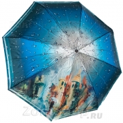 Зонт женский Diniya 116 (17287) Капли Синий (сатин)