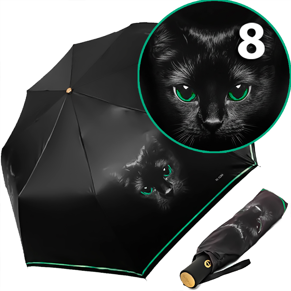 Зонт Три Слона L-3870 (A) 18822 Кошка зеленая кайма