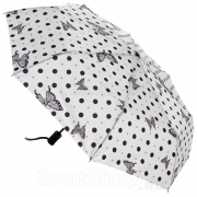 Зонт женский DripDrop 988 17518 Белый Черный горох Бабочки