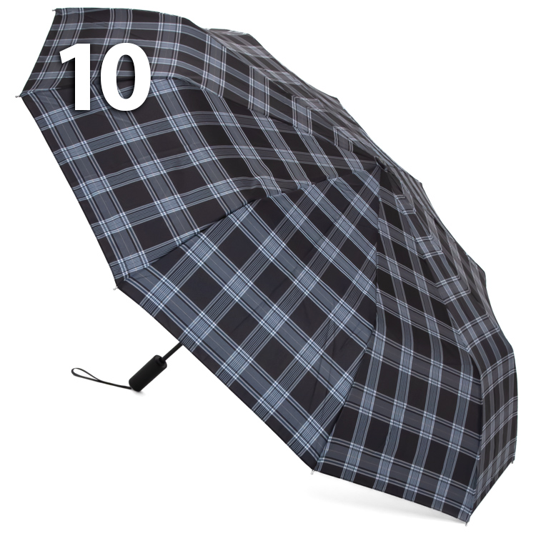 Зонт Три Слона M-6155 (17888) Клетка Черный, семейный с увеличенным куполом