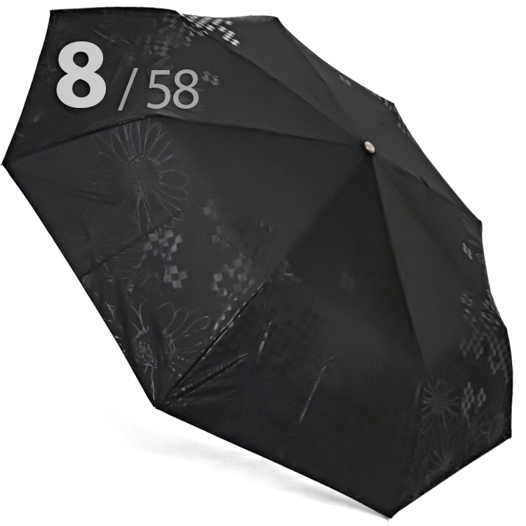 Зонт Три Слона L-3898 (C) 18373 Цветы Графика Черный