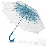 Зонт трость женский прозрачный Nex 21511 17326 Цветочная россыпь Голубой