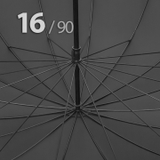 Зонт трость Ame Yoke L90-16 (01) Черный (очень большой купол, чехол на лямке, 16--спиц)