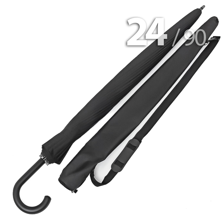 Зонт трость Ame Yoke L90-24 (01) Черный (супер большой купол, чехол на лямке, 24-спицы)