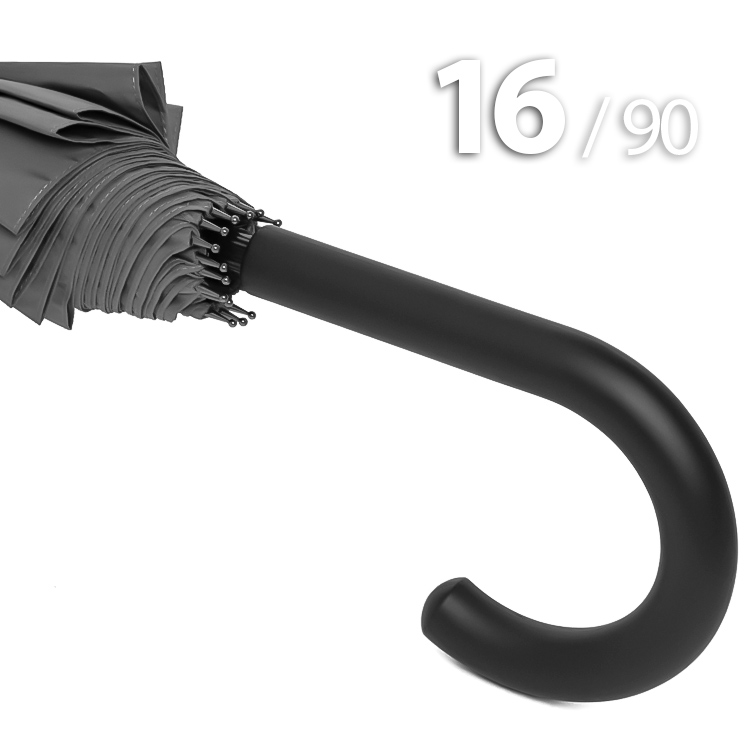 Зонт трость Ame Yoke L90-16 (03) Серый (очень большой купол, чехол на лямке, 16--спиц)
