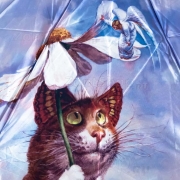 Зонт женский Diniya 136 (17445) Кошки (сатин)