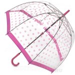 Зонт трость женский прозрачный Fulton L042 3388 Pink Polka