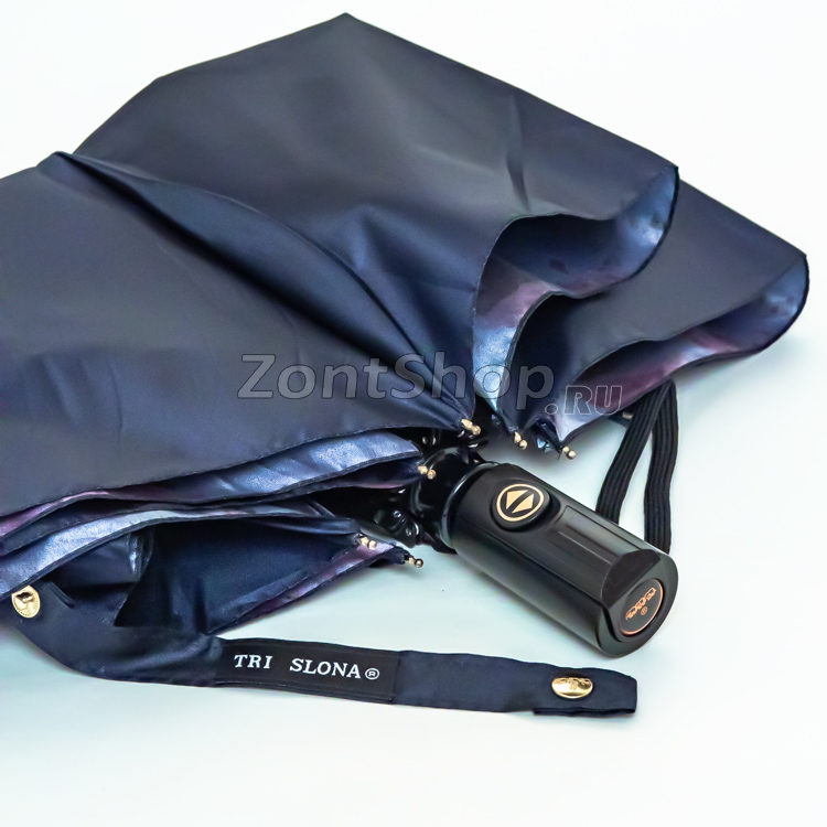 Зонт Три Слона L-3880 (A) 18777 Пионы двухсторонний синий (сатин)