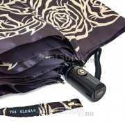 Зонт Три Слона L-3880 (A) 18773 Розы Графика черный (сатин)