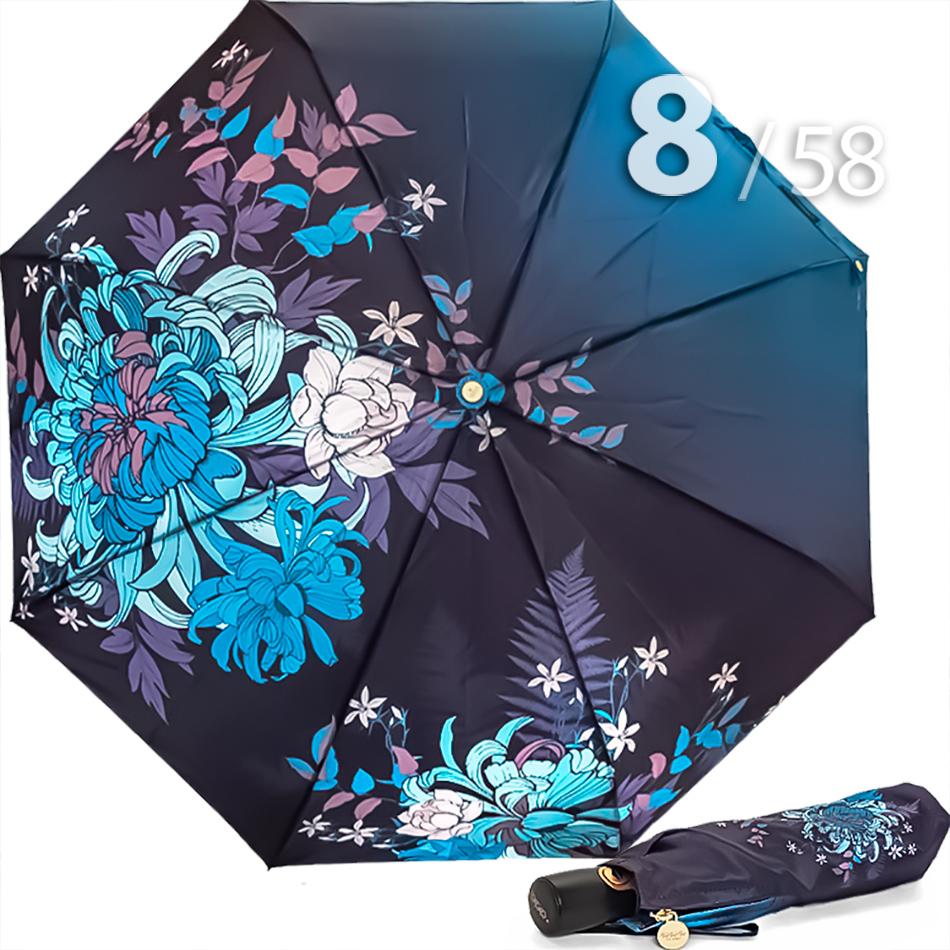 Зонт Три Слона L-3825 (N) 18525 Голубые хризантемы (сатин)