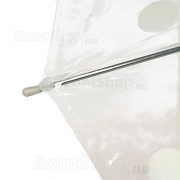 Зонт трость женский AMEYOKE L60-1 (3) Горох, Белый (Ручка бежевая)