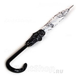 Зонт трость женский Prize 165 (10074) Белый Цветы