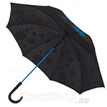 Зонт трость женский H.DUE.O H404 F (1) 11506 Ромашки голубые