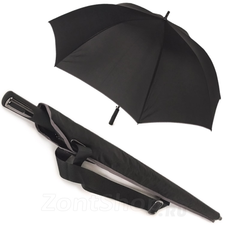 Зонт трость мужской Trust 15970 Черный (чехол на ремне)