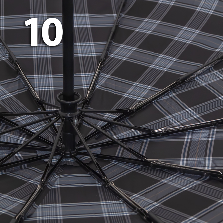 Зонт Три Слона M-6155 (17888) Клетка Черный, семейный с увеличенным куполом