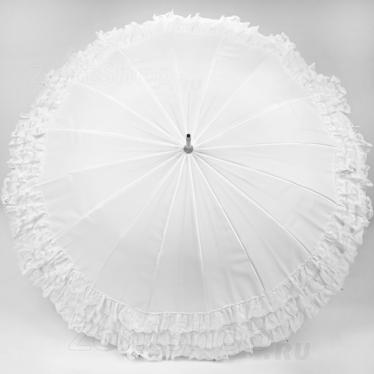 Зонт трость женский Zest 21572-W Свадебный с рюши (для невесты)