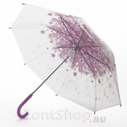Зонт трость женский прозрачный Nex 21511 17324 Цветочная россыпь Сиреневый
