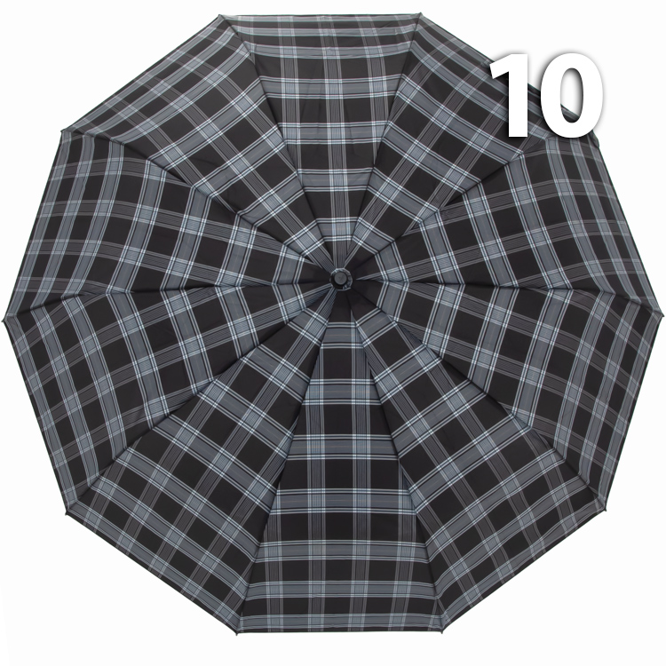 Зонт Три Слона M-6155 (17888) Клетка Черный, семейный с увеличенным куполом