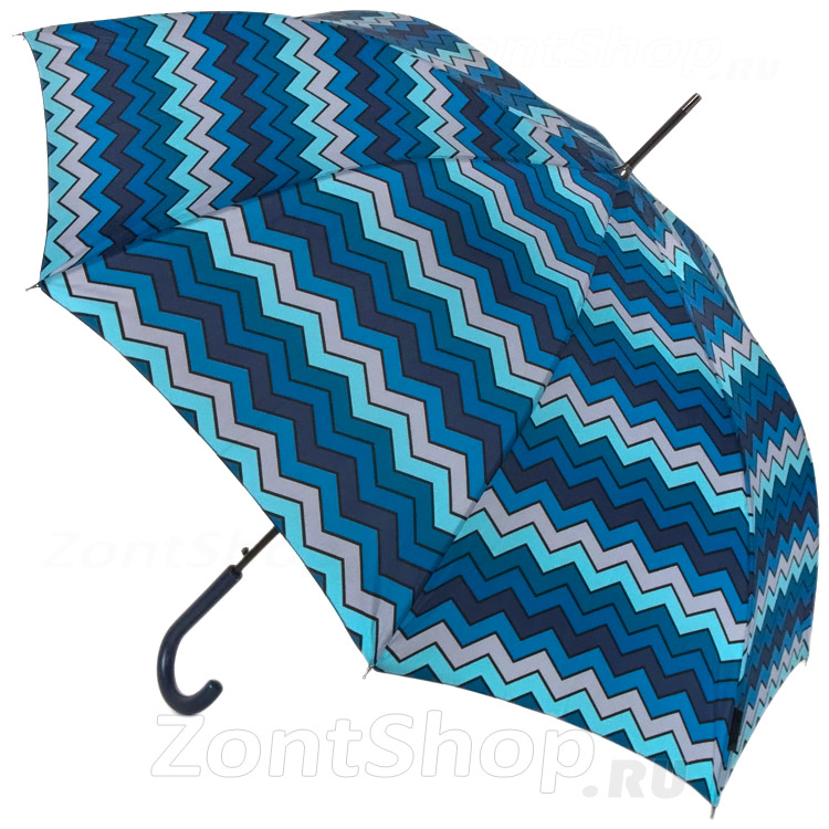 Зонт трость женский Funny Rain FR305 (6) 11635 Зигзаг Светло-синий