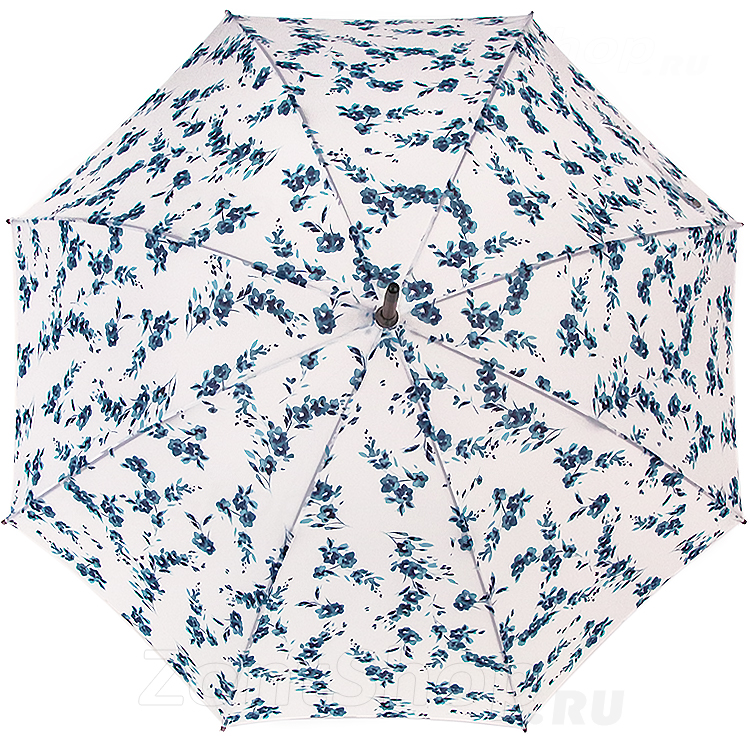 Зонт трость женский Fulton L056 2768 Porcelaine Blue Белый Синие цветы