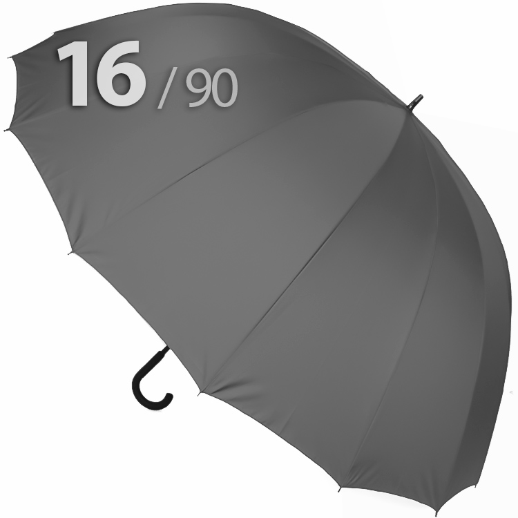 Зонт трость Ame Yoke L90-16 (03) Серый (очень большой купол, чехол на лямке, 16--спиц)