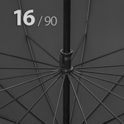 Зонт трость Ame Yoke L90-16 (01) Черный (очень большой купол, чехол на лямке, 16--спиц)