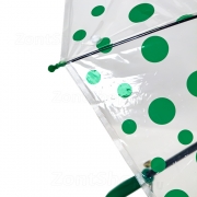 Зонт детский со свистком прозрачный Style 1563 16158 Горох Зеленый