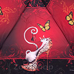 Зонт женский Три Слона 660 (D) 10202 Кошка, туфелька, бабочка